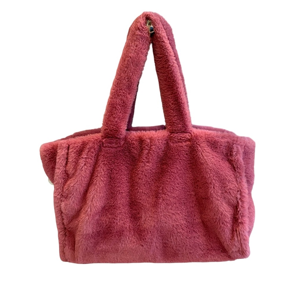 Anthropologie Faux Fur Soft Fluffy Rose Pink Bag Tote - Picture 7 of 15